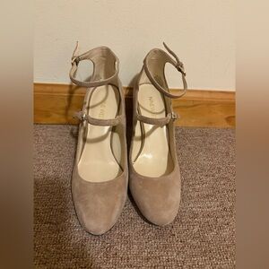 Nine West Hannley Natural Suede with Buckle Straps